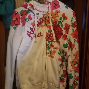 Floral White Zip-up Jacket